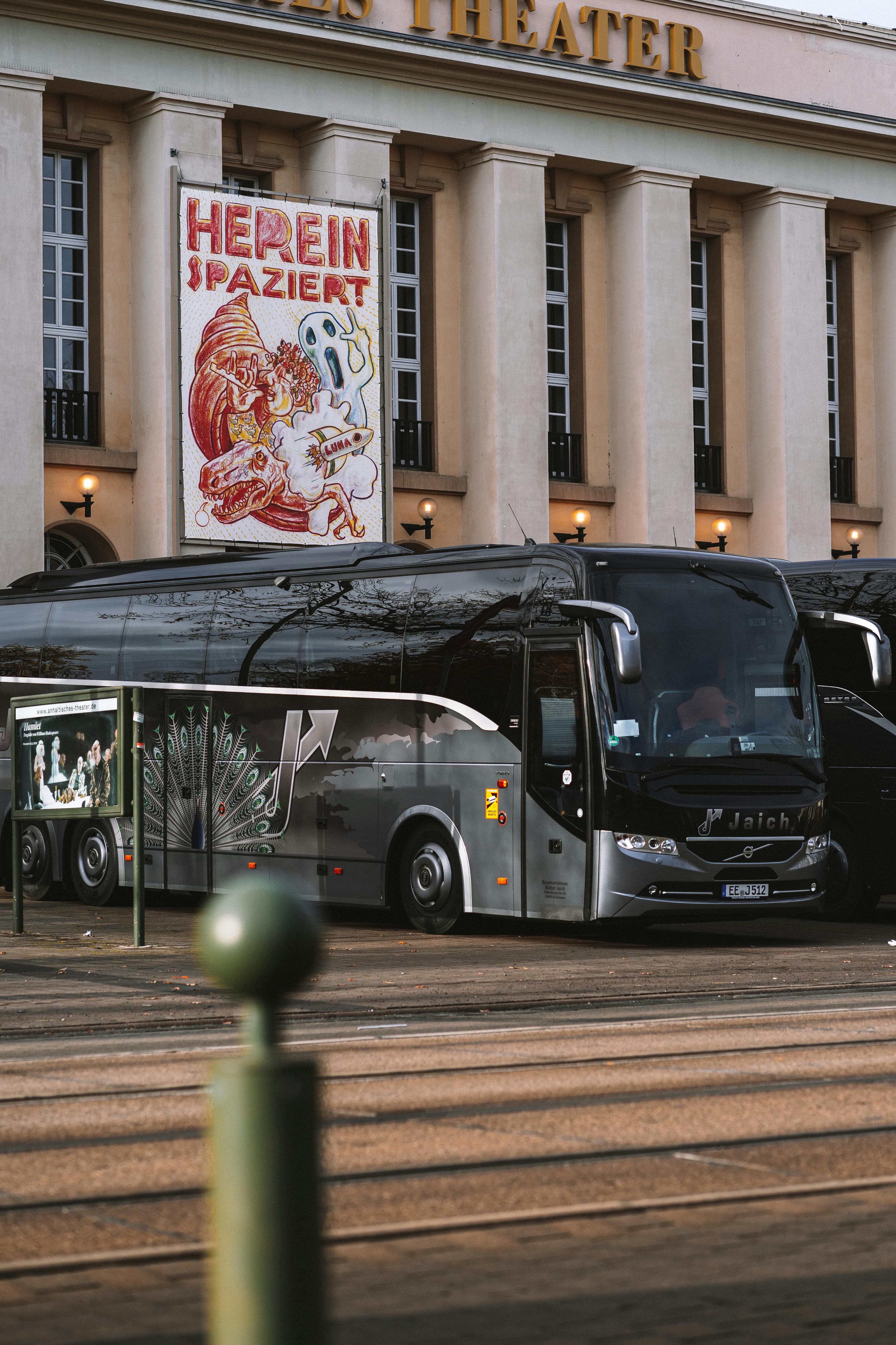 Touring coach on a European road